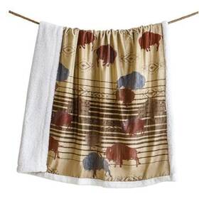 Cf2237th-os-oc Hiend Accents Indigo Hill By Home On The Range Sherpa Throw Buffalo Bison