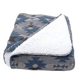 Tr1931 Hiend Accents Southwest Aztec Design Throw With Sherpa Backing 50x 60 Inch 50 X Blue