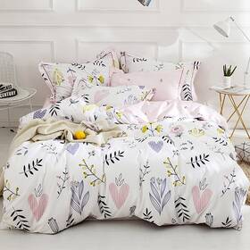 Hb16007flat Highbuy Girls Duvet Cover Twin Floral Aesthetic Bedding Set White Pink Premiu