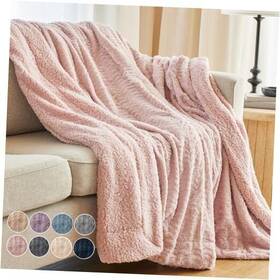 Hills Point Industries Llc 840029614068 The Connecticut Home Co Throw Blanket 65 Inch X 50 Dusty Rose Faux Fur