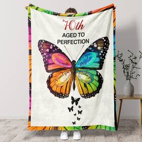 Kktzx0669 Hithespo 70th Birthday Gifts For Women Christian Butterfly Throw Blanket 70