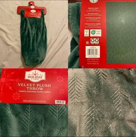 Holiday Time 197502033626 New Throw Blanket Tree Snowflake Design Green Soft 50x60 Inch