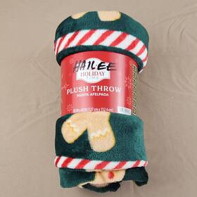 Holiday Time 197502079471 Christmas Gingerbread Soft Plush Throw Blanket 50 Inch X 60
