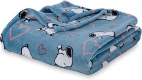 E0483-fq-dag & Home Co Peanuts Velvetloft Cute Character Snoopy Plush Blanket Heart Toss Blue Full/qu