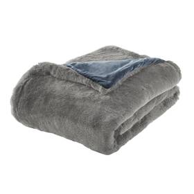 Pip5060ltg.thrw Home Decorators Collection Piper Dark Gray Faux Rabbit Fur Throw Blanket