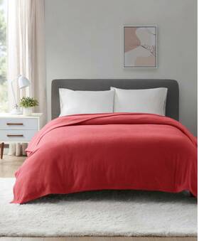Home Design 194136231237 New Fleece Twin Blanket Red Soft Warm 66x90