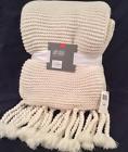 Home Design Studio Ivory Chunky Tassel Knit Acrylic Throw Blanket 50 X 60 706254505765