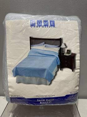 80-603 Home Essentials Solid Blue Polyester Blanket Binding 72 X 90 Sealed New