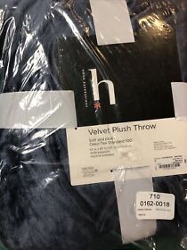 0164-0018 Home Expressions Velvet Plush Solid Throw Blanket 50x60 Traditional Navy