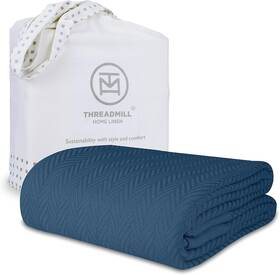 Thm-blnkt-drb16-folkstone-t Home Linen Luxury Cotton Blankets For Twin Size Bed All-season 100% Blanket F