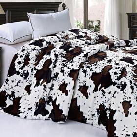 B00iu2y8to Home Soft Things And Thick Faux Fur Sherpa Backing Bed Blanket Cows Flower