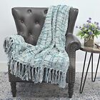 Home Soft Things Multi-color Chenille Couch Throw Blanket Grey Blue 50inch X