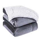 D01v255b Homeideas Sherpa Fleece Blanket Reversible Luxury Soft Warm And