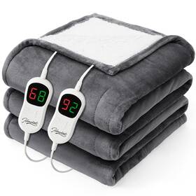 Grey-8490 Homemate Heated Electric Blanket Queen Size - 84x90 Heating Bed Throw