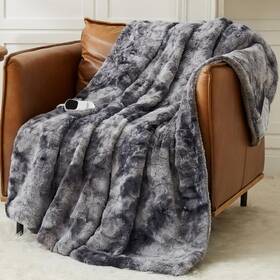 Hm-premium-grey-50x60-2 Homemate Heated Blanket Throw - 50x60 Heating 5 Gears Auto-off 10 Heat L