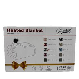 X004diflj1 Homemate Heated Blanket Ultra Soft 50x60 Grey Geometric 10 Heat Settings