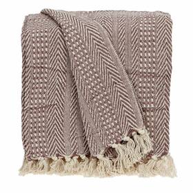 Homeroots 700512269857 Brown And Beige Woven Herringbone Handloomed Throw