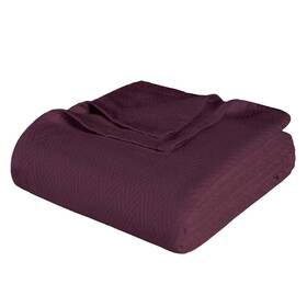Homeroots.co 608219105266 Queen Plum Cotton Woven Chevron Blanket