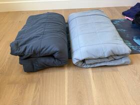 Homesmart Products 856187008120 Weighted Blanket Set - Double Sided Dark Blue And Light Quilted Design