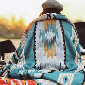 Horimote Home 313112016099 Aztec Patterned Throw Blanket With Soft Sherpa Lining Traditional Southwestern