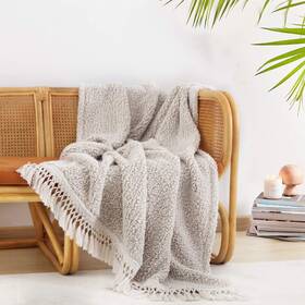 Horimote Home 727522061615 Ultra Soft Cozy Sherpa Throw Blanket With Tassel Light Weight Warm Decorativ