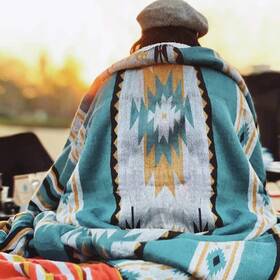 Horimote Home 759356366796 Aztec Patterned Throw Blanket With Soft Sherpa Lining Traditional Southweste