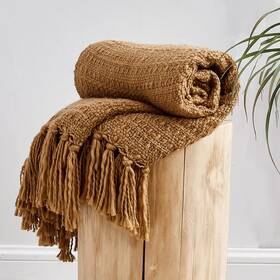 Horimote Home 759973702250 Thick Chunky Teddy Brown Knitted Throw Blanket For Couch Chair Sofa Bed Chic