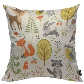 Hosnye 290202034107 Summer Throw Pillow Case 16x16 Cute Woodland Animals Trees Mushrooms