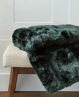 Hotel Collection 194145619620 Lynx Faux Fur Throw 50 Inch X 60 Color Emerald 250