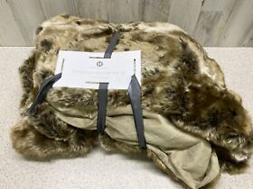 Hotel Collection Chinchilla Faux Fur Throw 50inch X 70inch Taupe Brown New