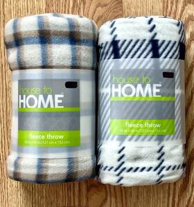 167217 House To Home Lot Of 2 Ultra Soft Fleece Throws 50 Inch X 60 New