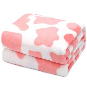 Hseec 683132760815 Cow Print Blanket Warm Plush Cute Pink Throw Soft Fleece Flannel Lig