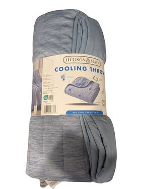 196789036733-p Hudson & Main Ny And Reversible Lightweight Cooling Throw Blanket 60 Inch X 70 Blue
