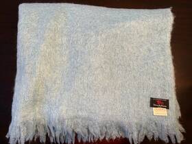 Ca06324 Hudsons Bay Company Light Blue Wool Mohair Throw Blanket Fringed Scotland