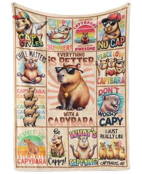 Bsus-capybr-blk-new-01 Huglanket Capybara Gifts For Girls Women Men Blanket 50 X 65 Funny