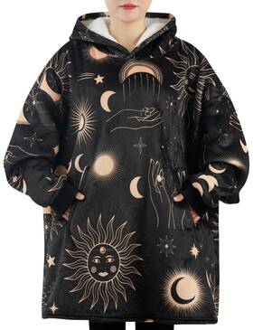 Spiritualhoodie-01golden Huglanket Witchy Gifts For Women/men Wearable Flannel Spiritual Blanket Hood