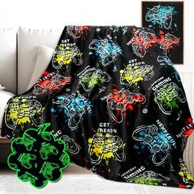 Hwing 805316100633 Gamer Gifts For Teens Boys - Glow In The Dark Gaming Blanket 6 8 11 12 13 14 15