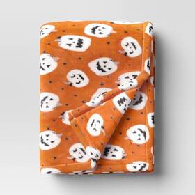 8427 Hyde & Eek Boutique 198101132758 And Jack-o-lantern Print Halloween Plush Throw Blanket #8427