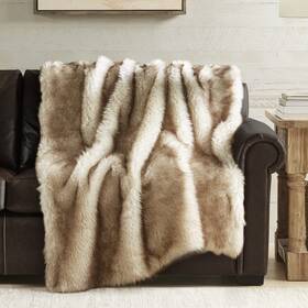 Hyde Lane 022164228533 Faux Fur Throw Blanket - Ultra Long Pile Luxury Fluffy Fox Golden With Brown