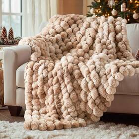 Hyde Lane 022164321661 Soft Faux Rabbit Fur Throw Blanket Cute Plush Fuzzy For So
