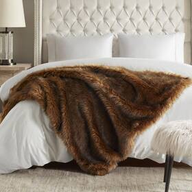 Hd50-0063 Hyde Lane Faux Fur Throw Blanket As A Gift Luxury Fluffy Bear Brown Blankets