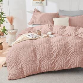 Us-pps3jt-dc-rglg-f Hymokege Rose Gold/light Grey Duvet Cover Full Size Ultra Soft 3-piece Seers