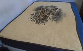 55311 Ibena Relax Dolan Reversible Leopard Print Rectangular Vintage Quilt