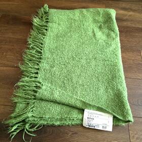 001.516.97 Ikea 16775 Throw Blanket 51x67 Mohair Blend Green Fringe Ritva Soft