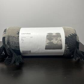 05.179.29 Ikea Luktvadd Throw Blanket Geometric Black Gray 51x67 Inch New