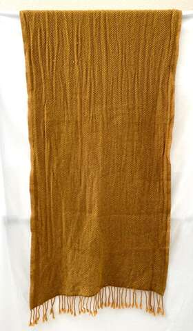 304.193.55 Ikea Omtanksam Throw Shawl Blanket 24x63 100% Wool Yellow Fringe Cozy