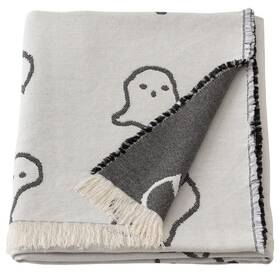 905.636.70 Ikea Kustfyr Throw White/black Ghost Halloween New