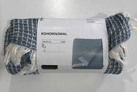905.681.25 Ikea Kohornsmal Throw Light Blue/off-white 51x67 Inch 100% Cotton