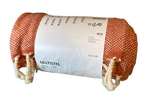 305.022.55 Ikea Ulltistel 100% Wool Throw Red Brown White Fringe Blanket 51x67inch Super Soft