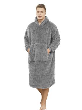 Ililmmoe 046432233524 Sherpa Wearable Blanket Oversized Hoodie Sweatshirt Tv With Long Slee